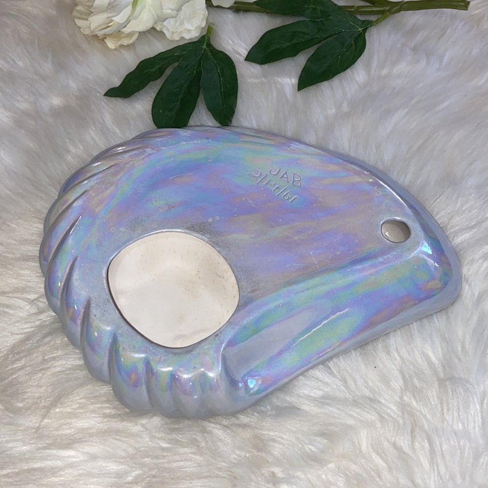2/14/61 Unique JAB Iridescent Blue Shell Display Ceramic Tray - Picture 3 of 17